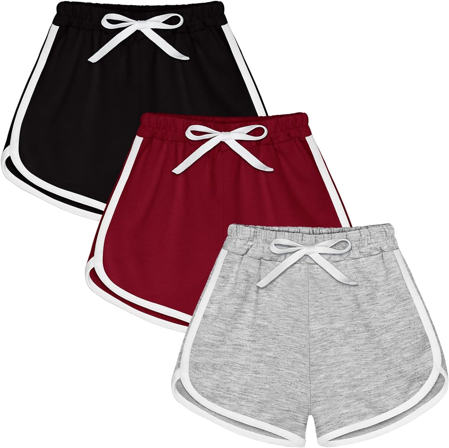 3 Pieces Girls Boys Running Athletic Shorts Dance Sport Shorts Summer Workout Shorts for Toddler Kids