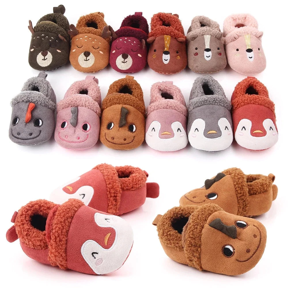 Baby Shoes Adorable Infant Slippers Toddler Baby Boy Girl Knit Crib Shoes Cute Cartoon Anti-Slip Prewalker Baby Slippers