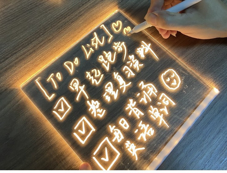 Ins Desktop Ambience Colorful Plug-in Handwriting Diy Luminous Message Board Light